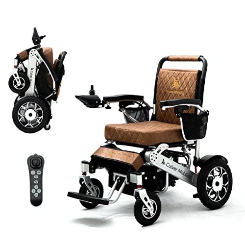 Culver Mobility Wolf XL Electric Wheelchair - Foldable, Leather Brown