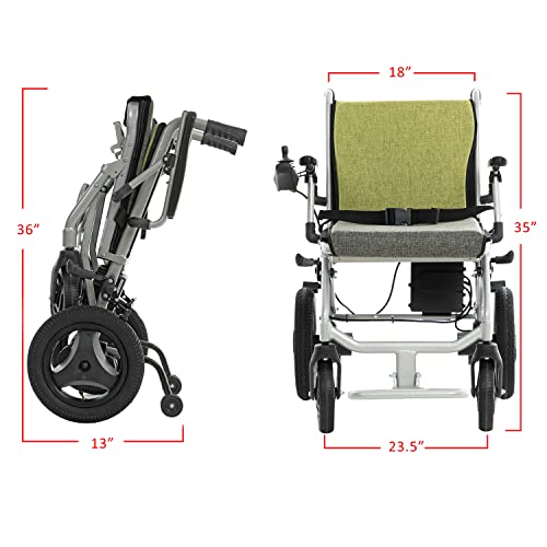 Culver Mobility Kano Electric Wheelchair - Green, Foldable, Lightweight