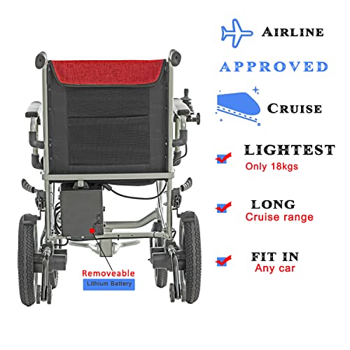 Culver Mobility Kano Electric Wheelchair - Red, Foldable, Travel-Ready