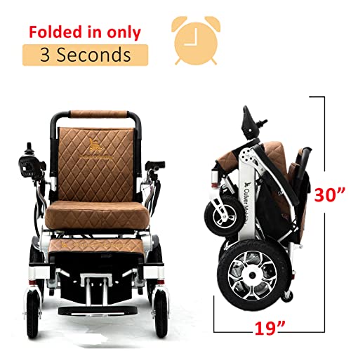 Culver Mobility Wolf XL Electric Wheelchair - Foldable, Leather Brown