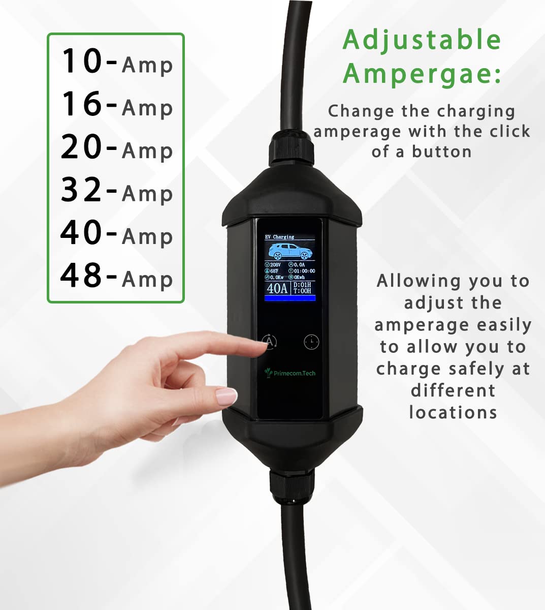 Primecom 40Amp Level 2 EV Charger: Fast, Waterproof, Universal Compatibility