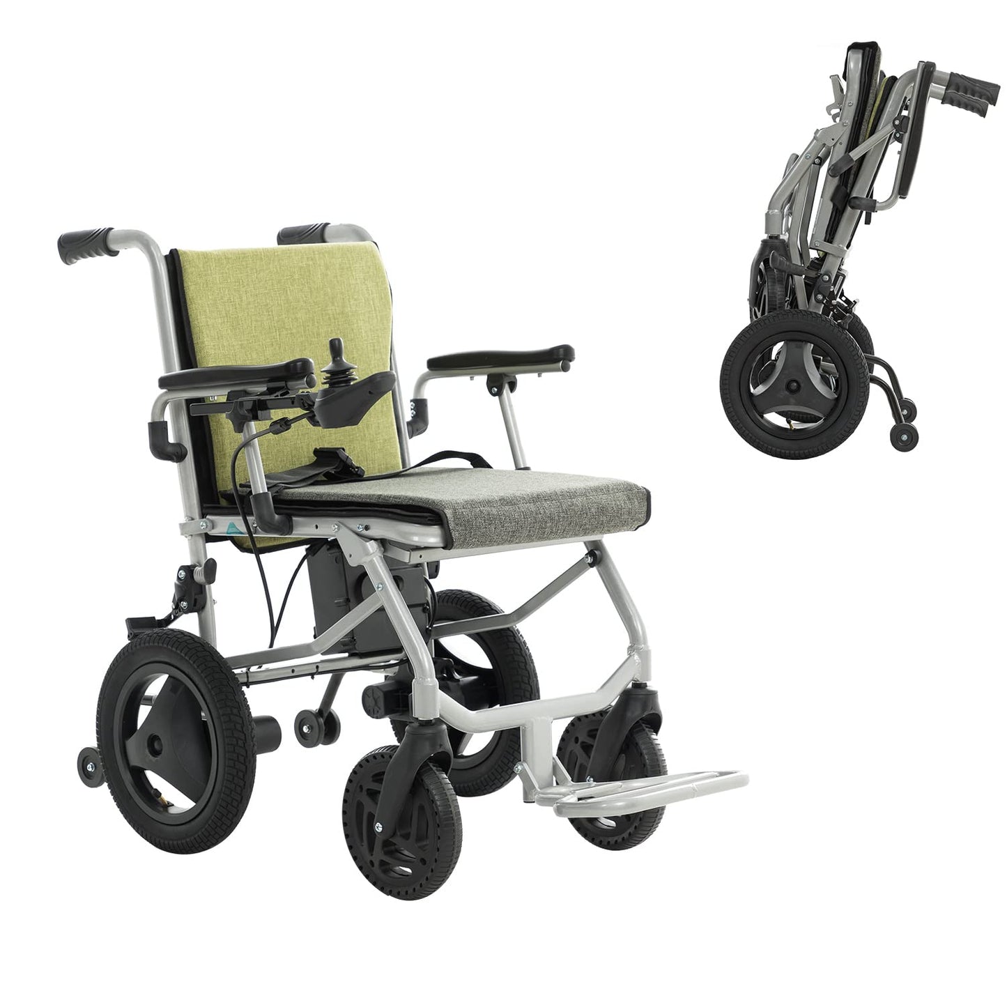 Culver Mobility Kano Electric Wheelchair - Green-Gray, Foldable, Travel-Friendly