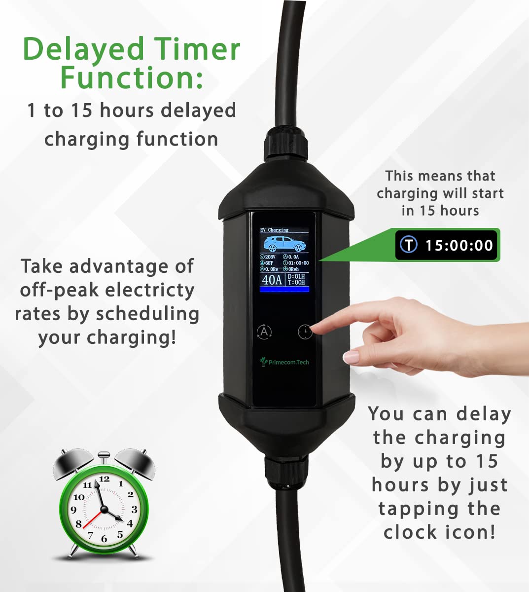 Primecom 40Amp Level 2 EV Charger: Fast, Waterproof, Universal Compatibility