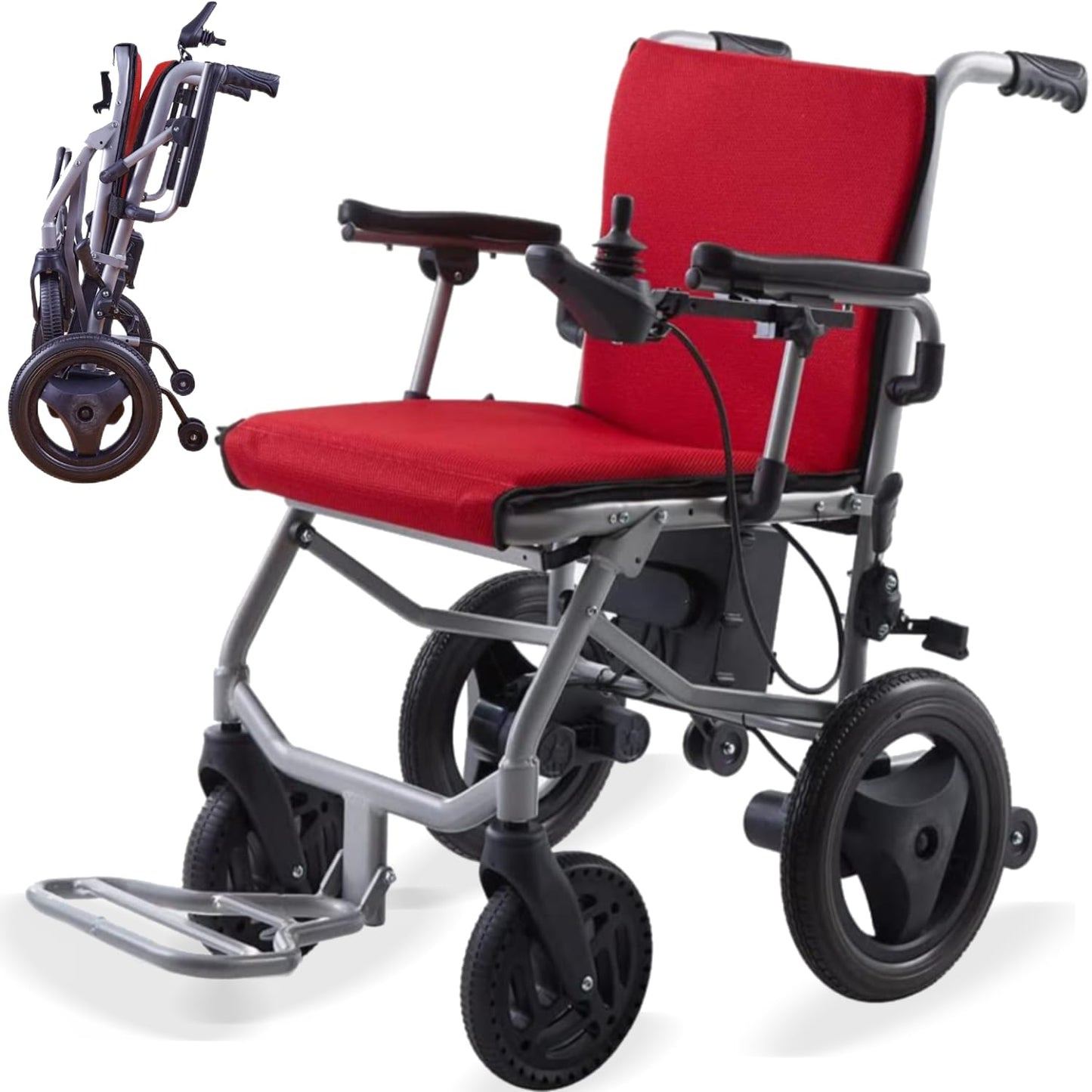 Culver Mobility Kano Foldable Electric Wheelchair, User-Friendly, Travel Size, Wheelchairs for Adults Lightweight,(RED)