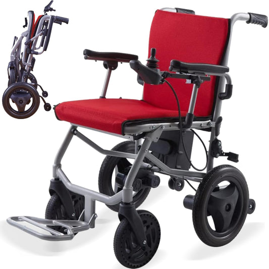 Culver Mobility Kano Foldable Electric Wheelchair, User-Friendly, Travel Size, Wheelchairs for Adults Lightweight,(RED)