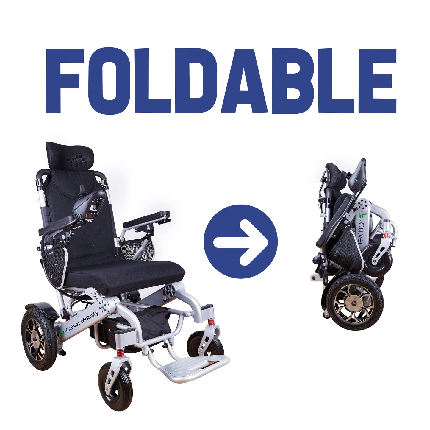 Culver Shawk Electric Wheelchair - Foldable, Lightweight, All-Terrain