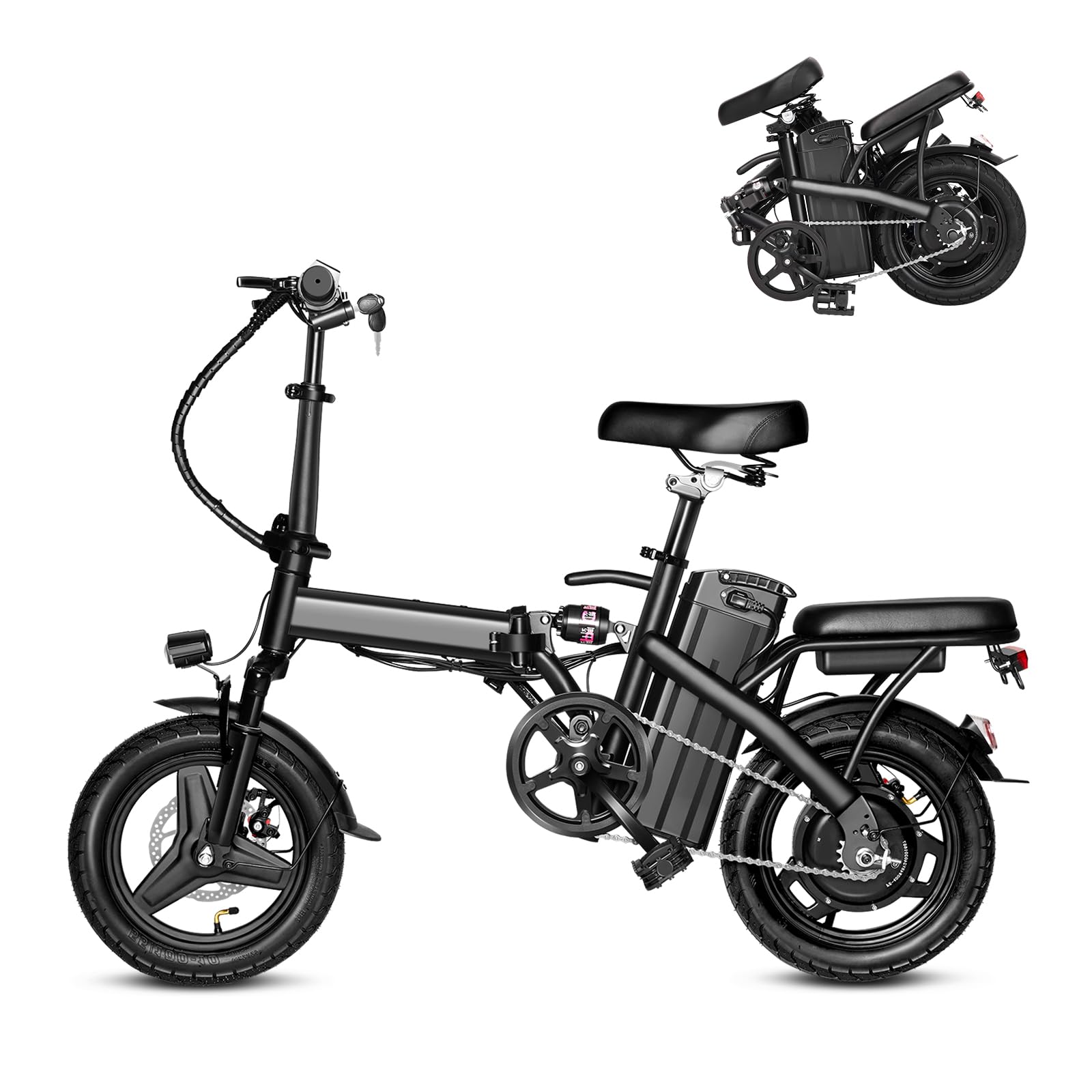 APYEAR Electric Bike for Adults, 48V 12Ah Battery, 14" Folding Ebike, 20MPH