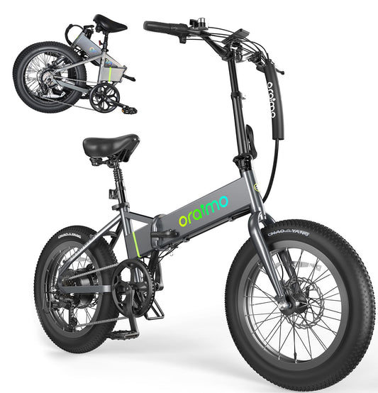 Oraimo 750W-1000W Electric Bike for Adults, 45 Miles, 20" Fat Tire Folding E-Bike